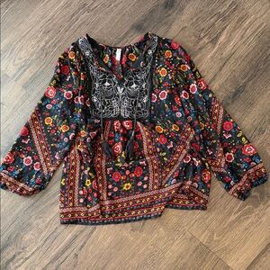 Xhilaration Black and Red Floral Blouse